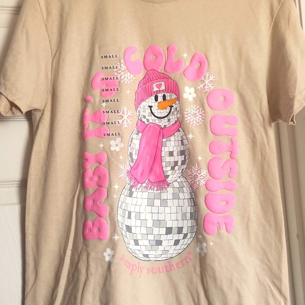 New Simply Southern ~Baby it's cold outside snowman Shirt